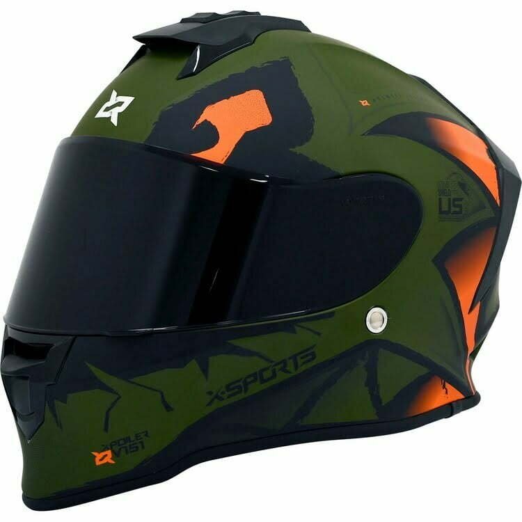 Casco X-SPORTS V151 Swamp verde naranja Mate