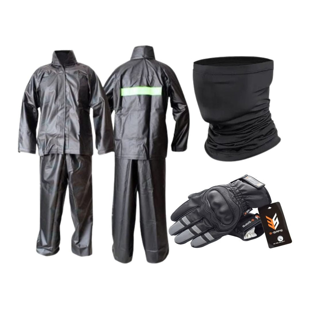 Impermeable PVC, guantes Impermeables + Cuello Buff